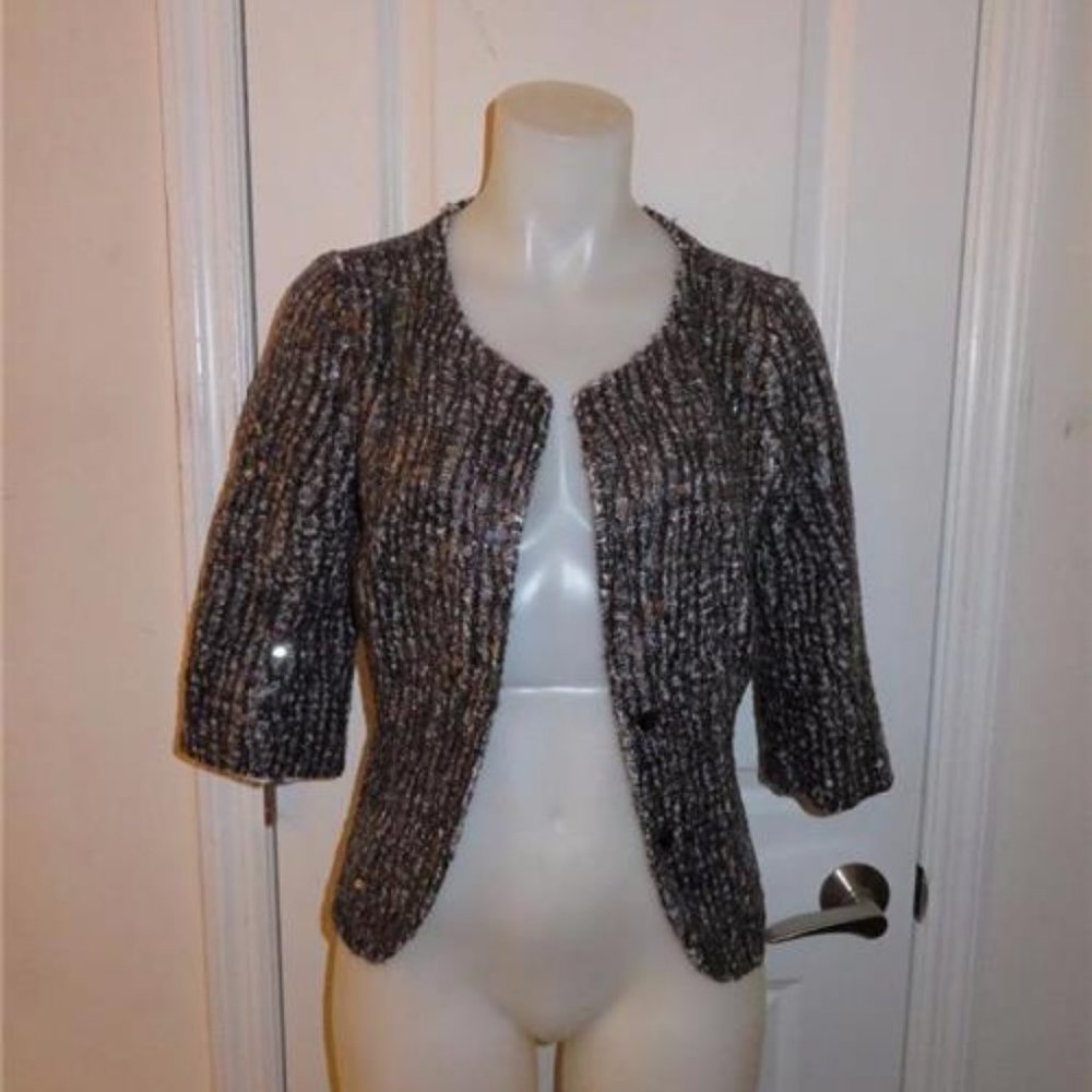 IISLI GRAY,BLACK SEQUIN CARDIGAN  SWEATER 8